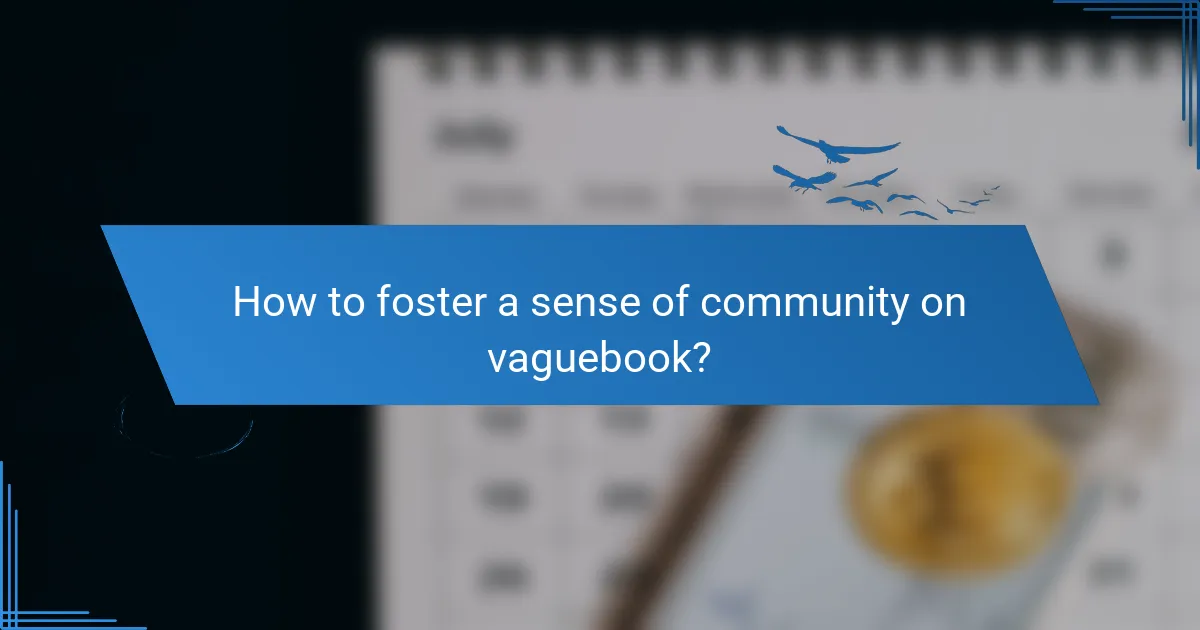 How to foster a sense of community on vaguebook?