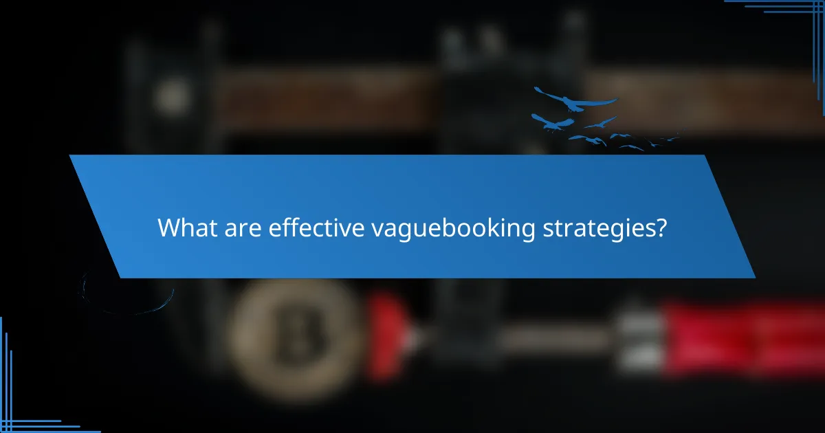 What are effective vaguebooking strategies?